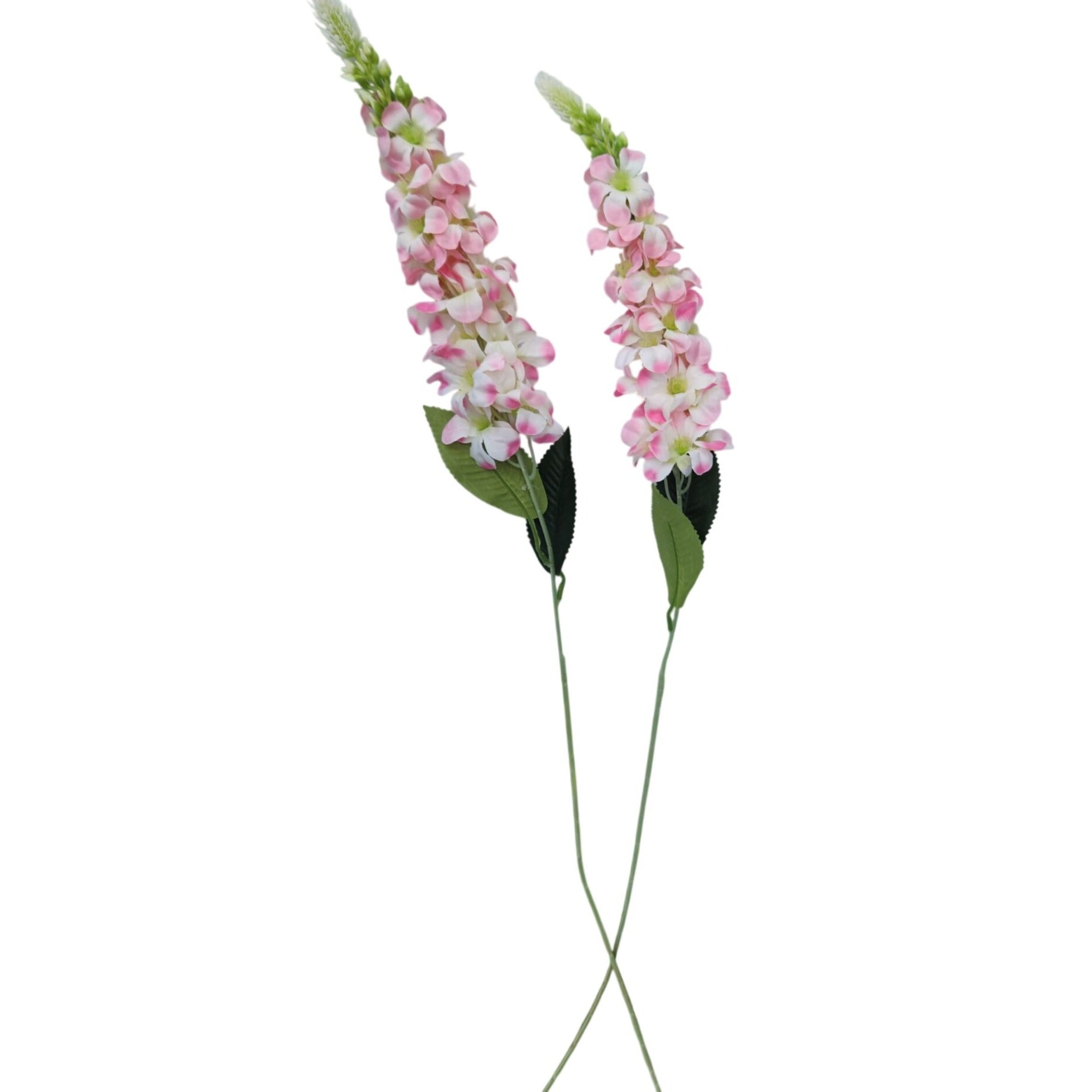 Artificial Pink White Snapdragon Stems Set of 2 Tall Faux Flower Centerpiece