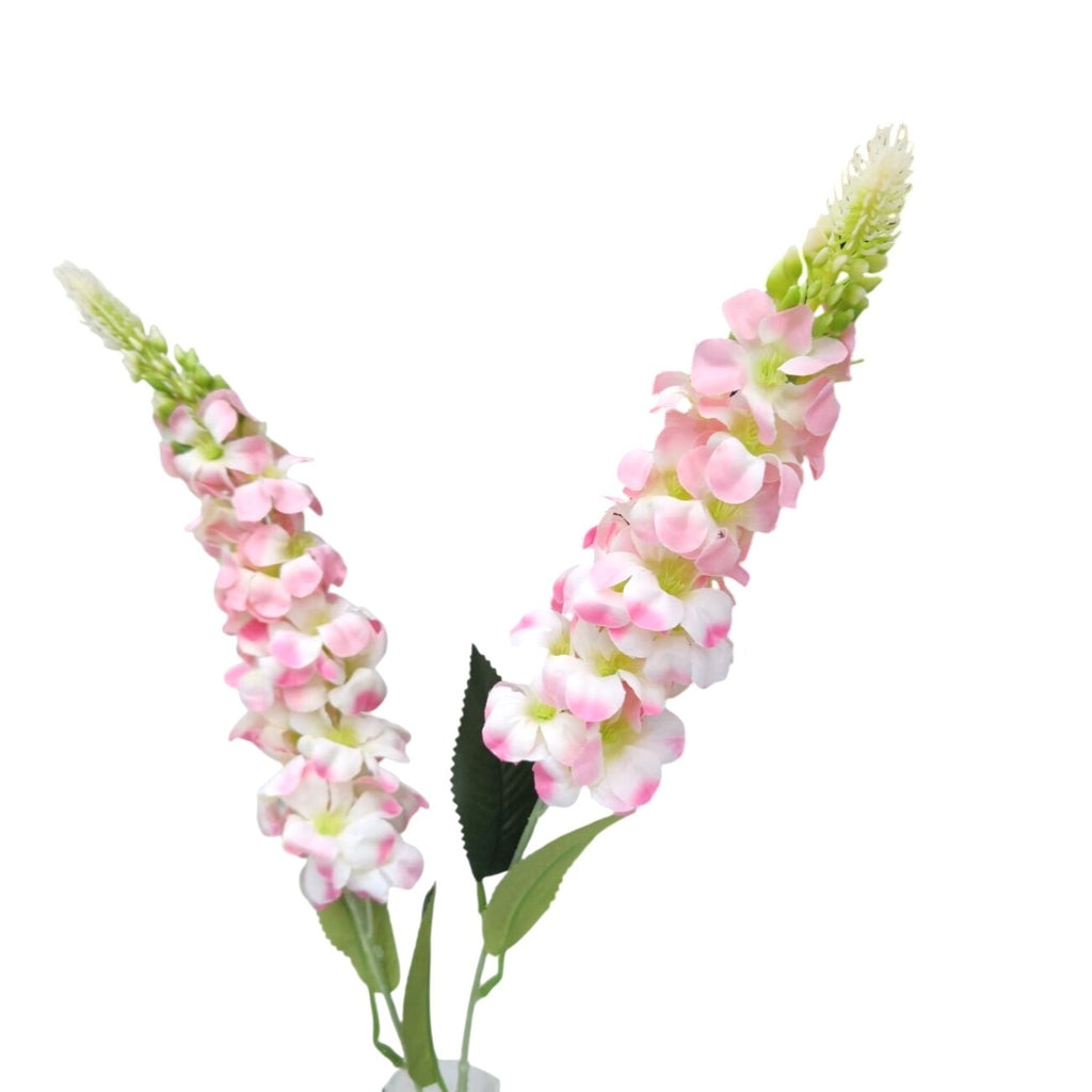 Artificial Pink White Snapdragon Stems Set of 2 Tall Faux Flower Centerpiece