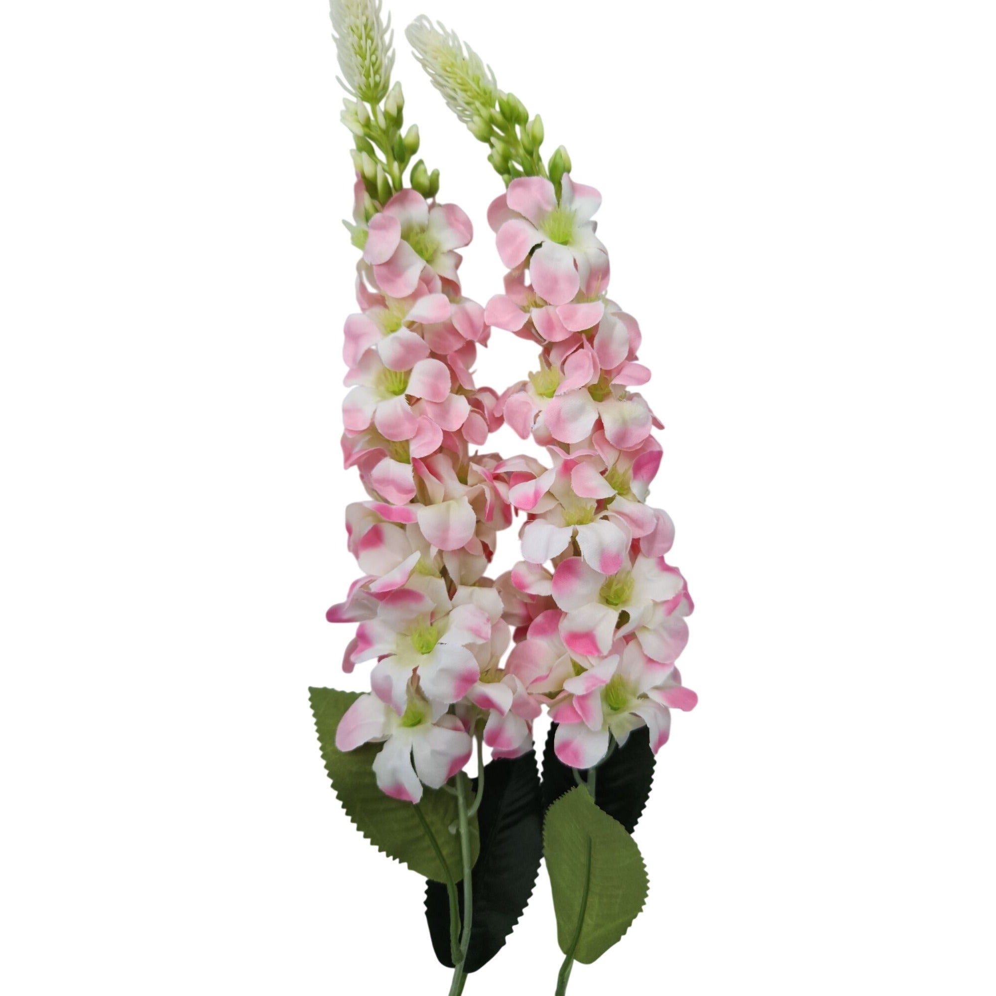 Artificial Pink White Snapdragon Stems Set of 2 Tall Faux Flower Centerpiece