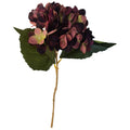 Plum Mauve Faux Hydrangea Stem 18 Inch Wedding Artificial Silk Flower Moody Decor