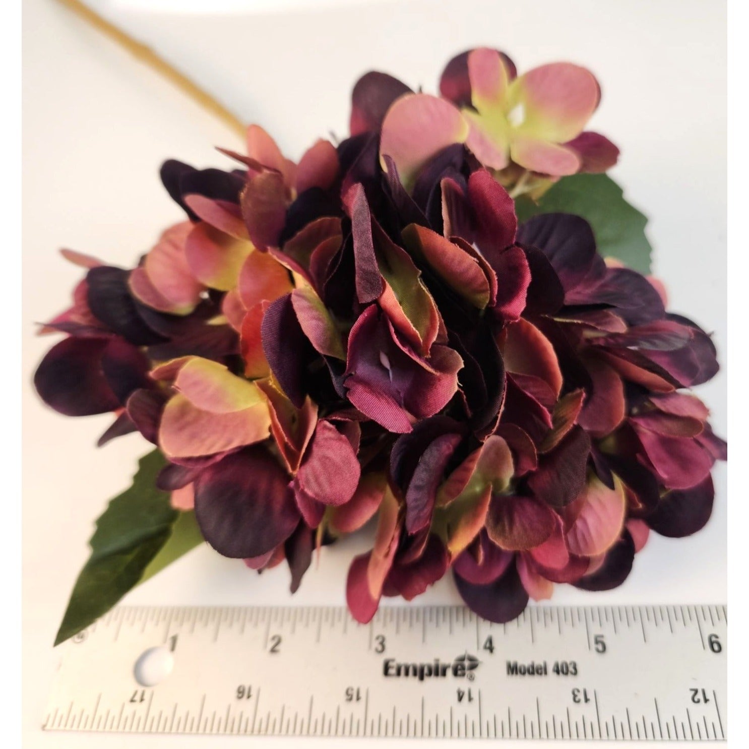 Plum Mauve Faux Hydrangea Stem 18 Inch Wedding Artificial Silk Flower Moody Decor