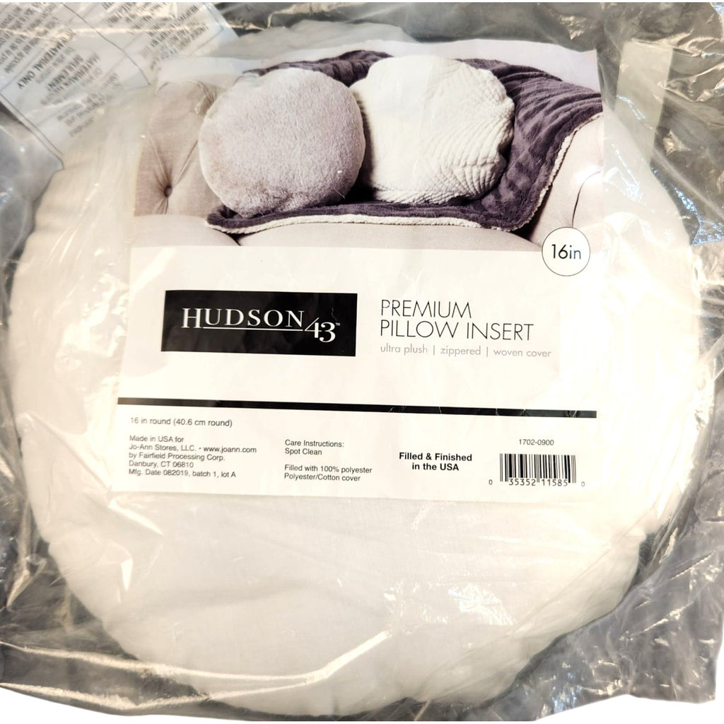 Hudson 43 pillow insert in packaging with visible branding and product details.