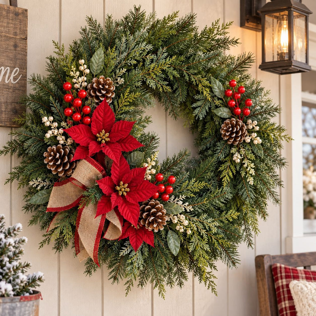 20 Artificial Red Berry Stems, 8-Inch Faux Christmas Wreath Garland Picks