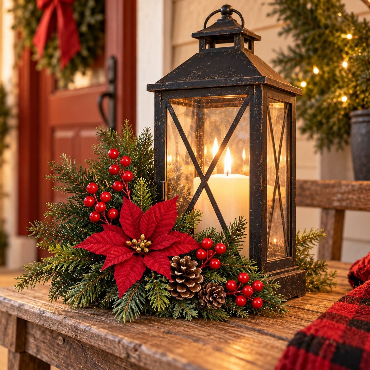 20 Artificial Red Berry Stems, 8-Inch Faux Christmas Wreath Garland Picks
