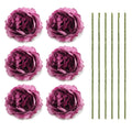 Plum Purple Artificial Flowers Set of 6, 3 in Ranunculus Peony Style Blooms