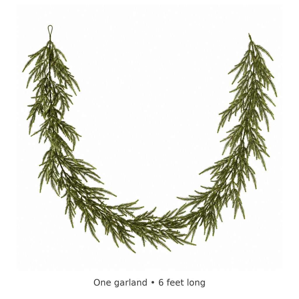 Faux Norfolk Pine Garland 6 Ft Real Touch Sparse Greenery for Rustic Decor