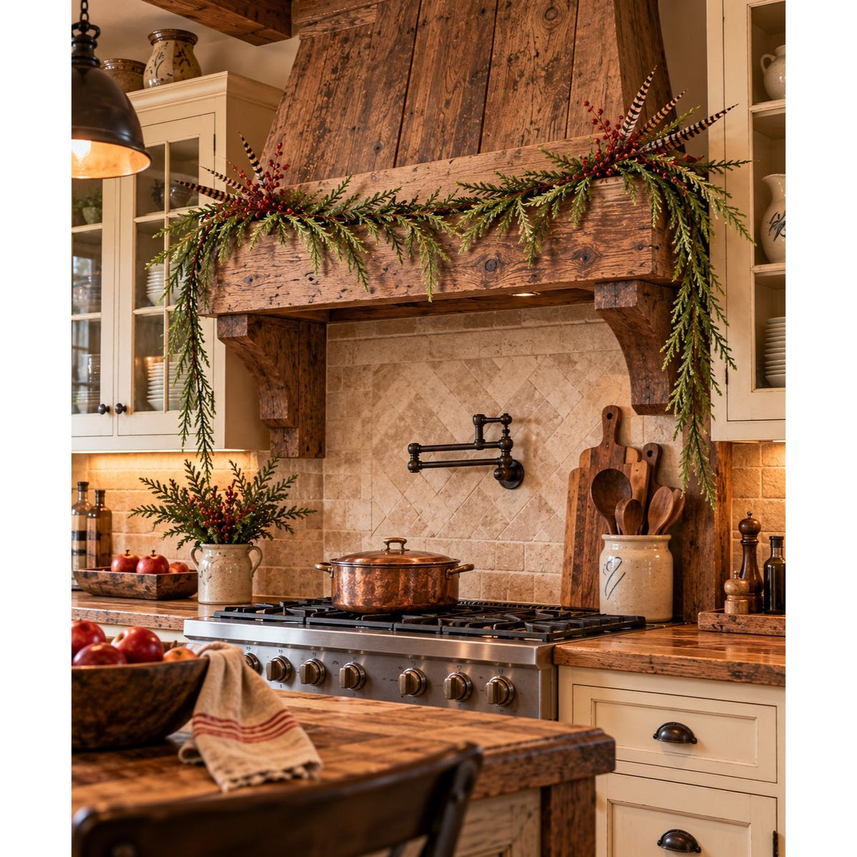 Faux Norfolk Pine Garland 6 Ft Real Touch Sparse Greenery for Rustic Decor