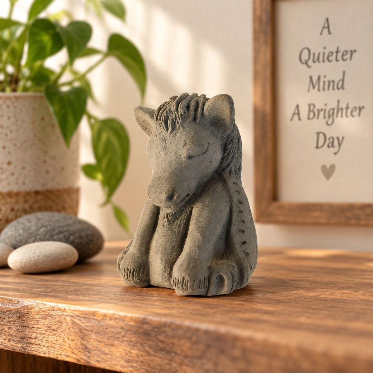 Michael Gentilucci Meditating Horse Cast Stone Sculpture, Zen Creations