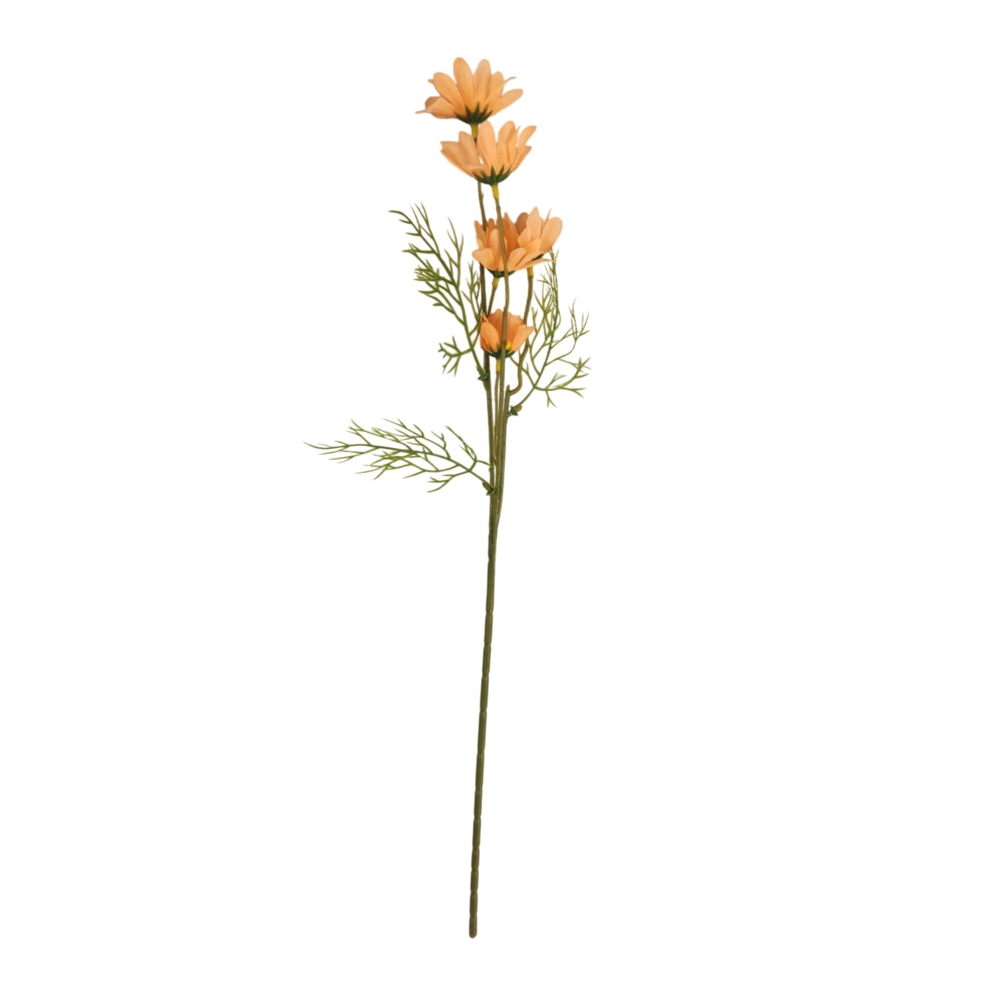 Peach Apricot Faux Daisy Stem 20 Inch Artificial Wildflower Set of 6 Farmhouse Floral Decor