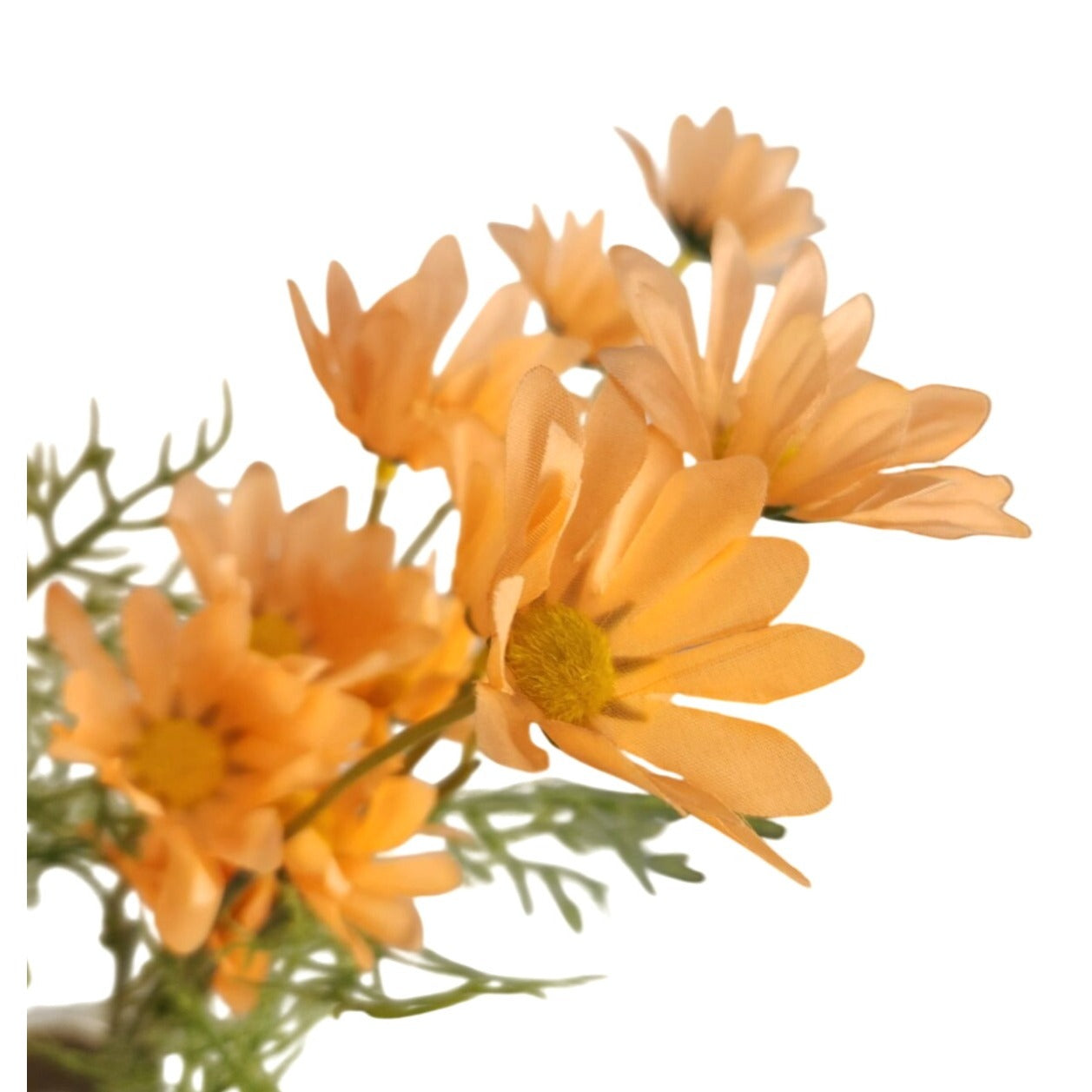 Peach Apricot Faux Daisy Stem 20 Inch Artificial Wildflower Set of 6 Farmhouse Floral Decor