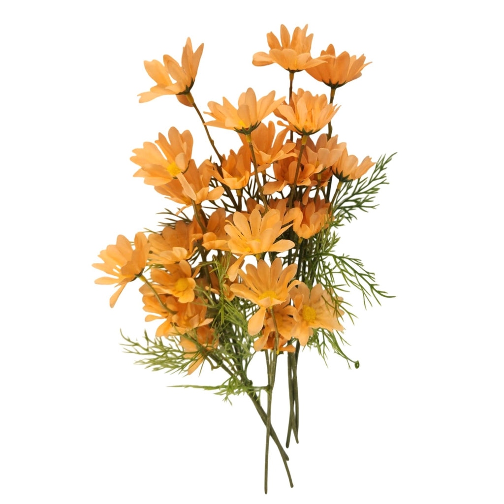 Peach Apricot Faux Daisy Stem 20 Inch Artificial Wildflower Set of 6 Farmhouse Floral Decor