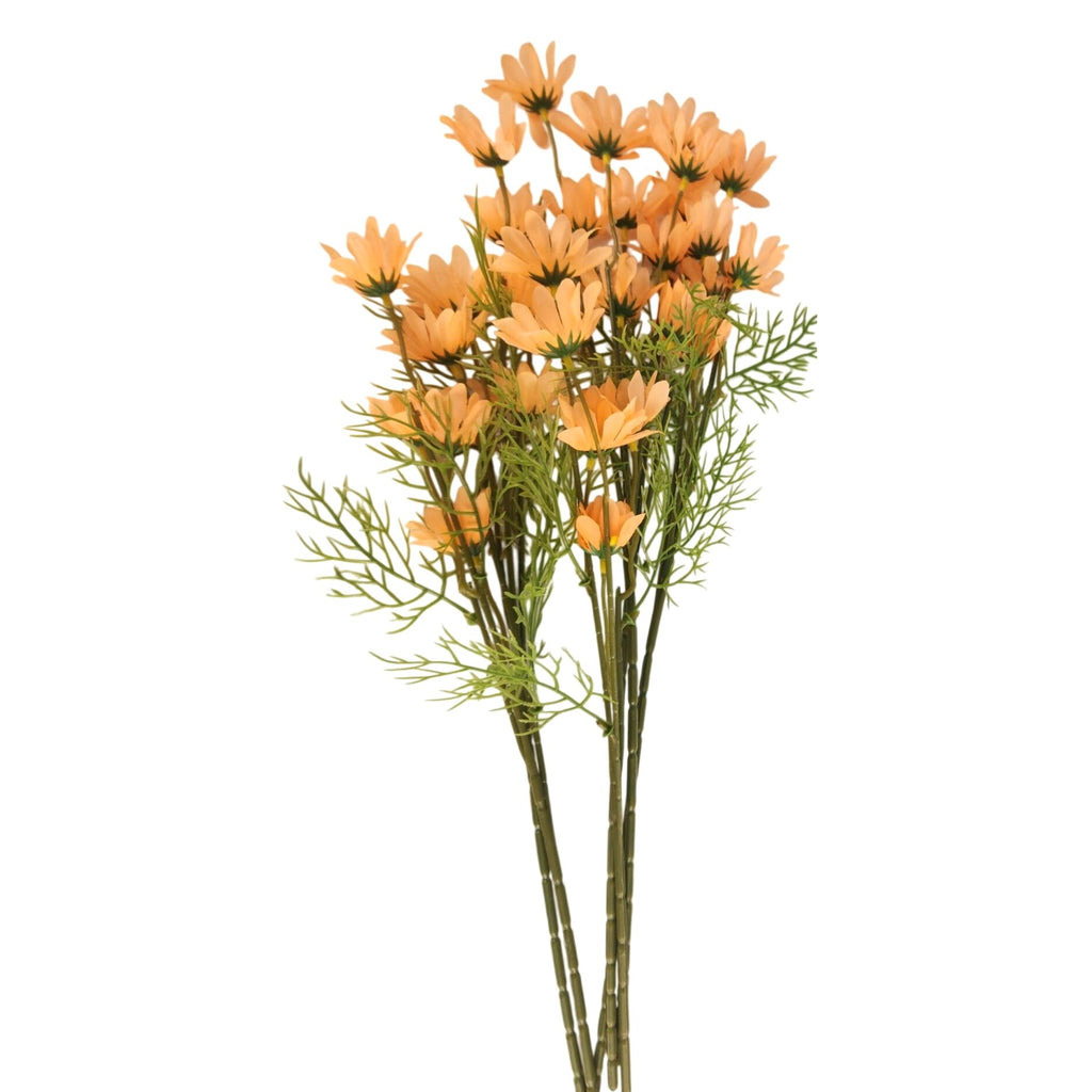 Peach Apricot Faux Daisy Stem 20 Inch Artificial Wildflower Set of 6 Farmhouse Floral Decor