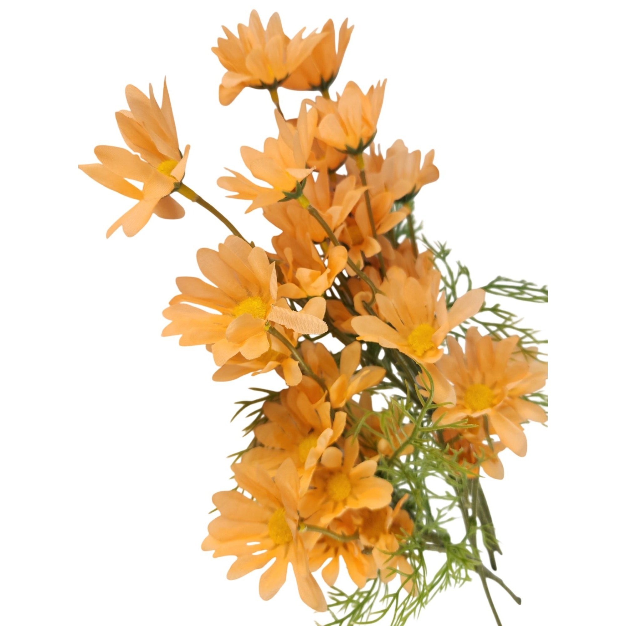 Peach Apricot Faux Daisy Stem 20 Inch Artificial Wildflower Set of 6 Farmhouse Floral Decor