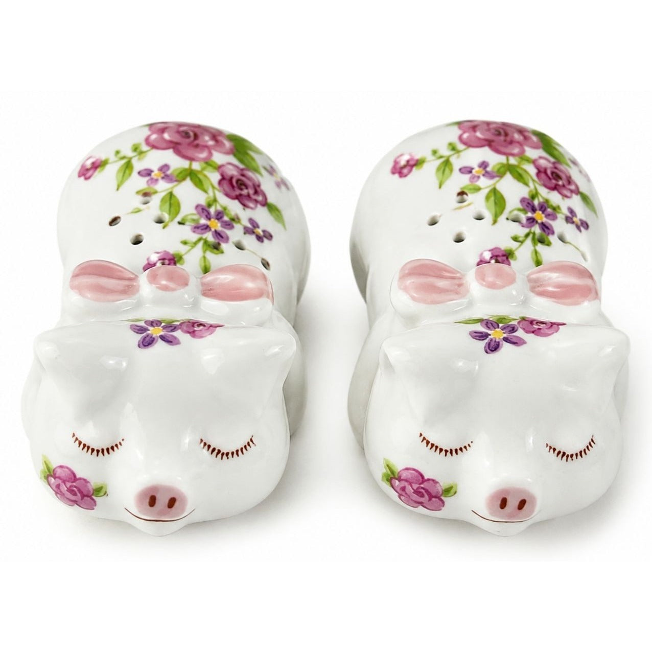 Set of 2 Vintage Avon Sleeping Pig Pomander Holders 1978 Ceramic Sachet Potpourri Holders Pink Floral Cottagecore Decor Made in Brazil