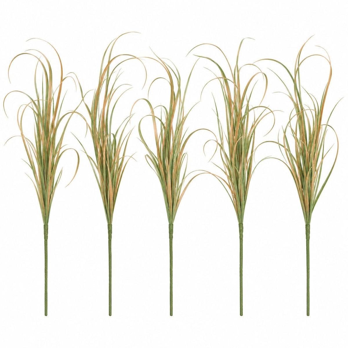 Artificial Curly Grass Picks, Set of 5, 9 Inch Faux Lemongrass
