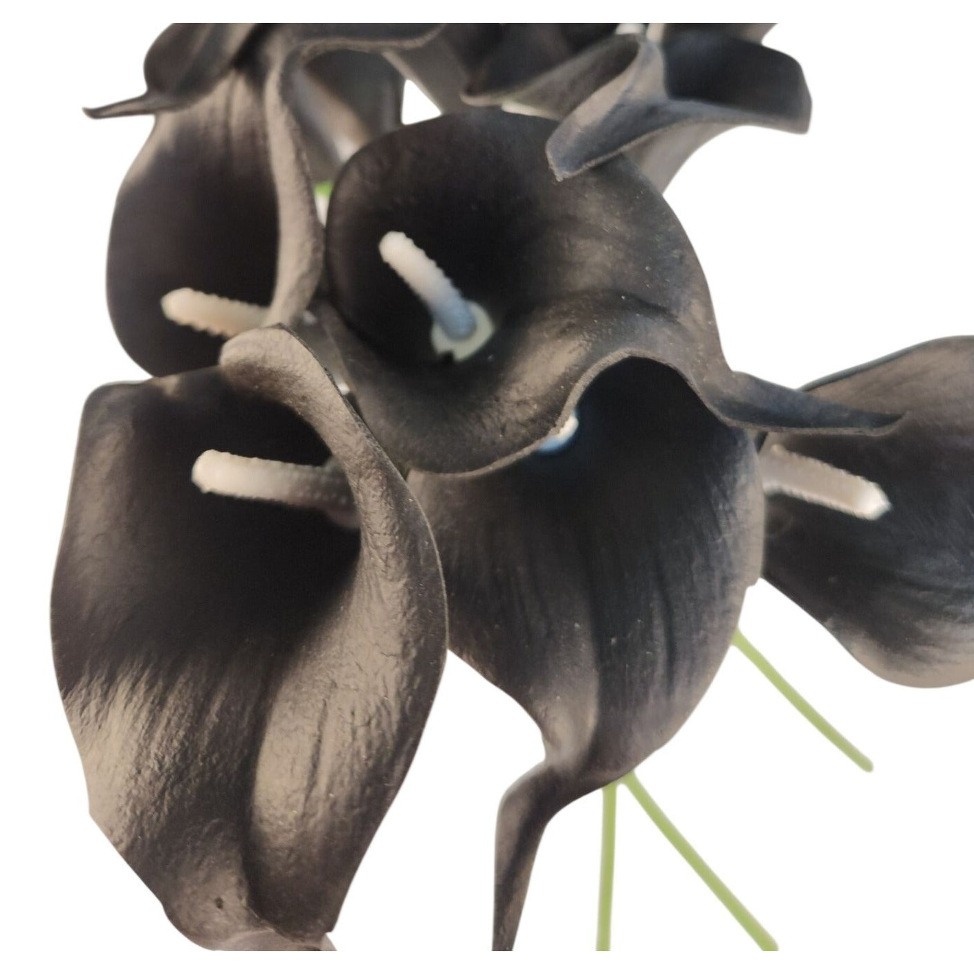 Black Calla Lily Faux Flowers Set of 5 Artificial Stems Gothic Modern Home Decor