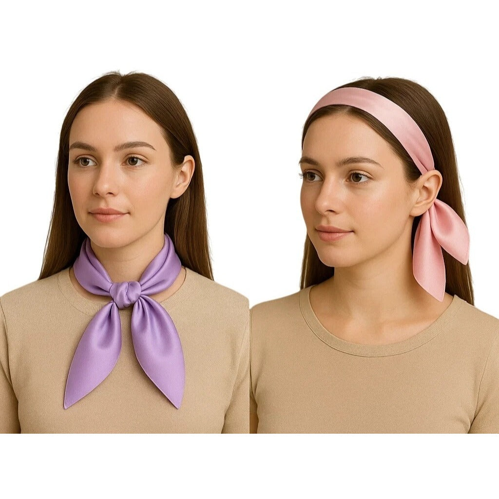 Pink Satin Scarf 19x19, Western Cowboy Cowgirl Bandana, Boho Coastal Ranch Wear