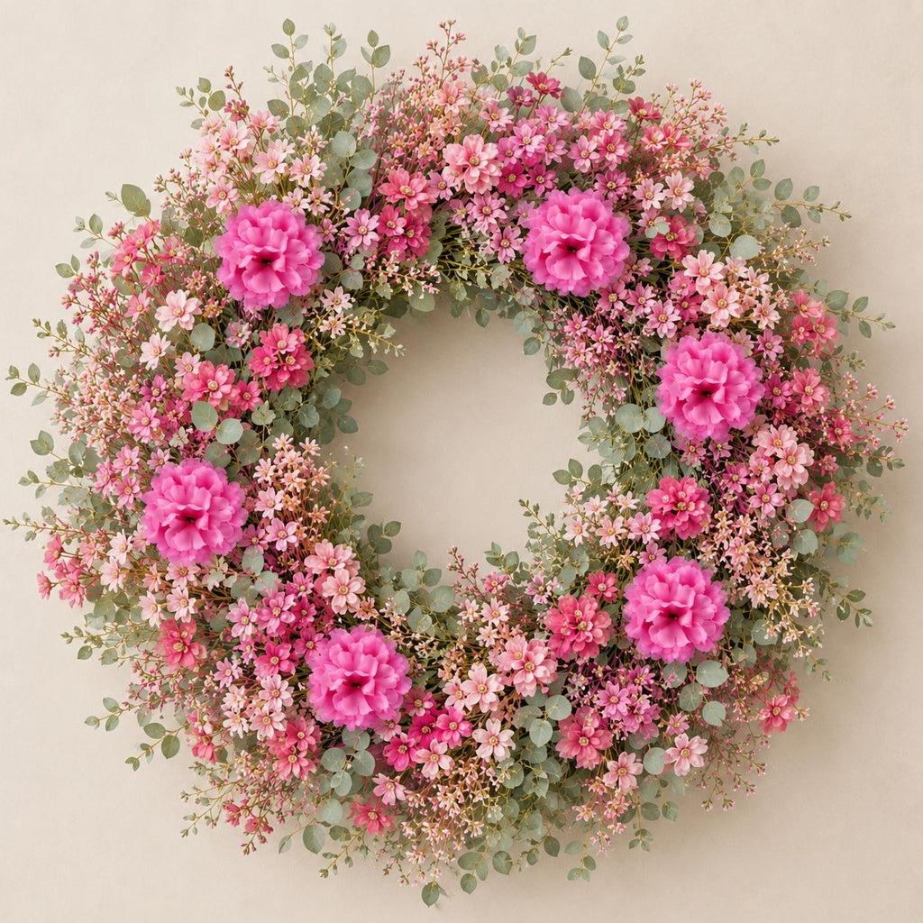 Pink Ranunculus Peony Style Artificial Flowers Set of 6, 3 in Flower Heads