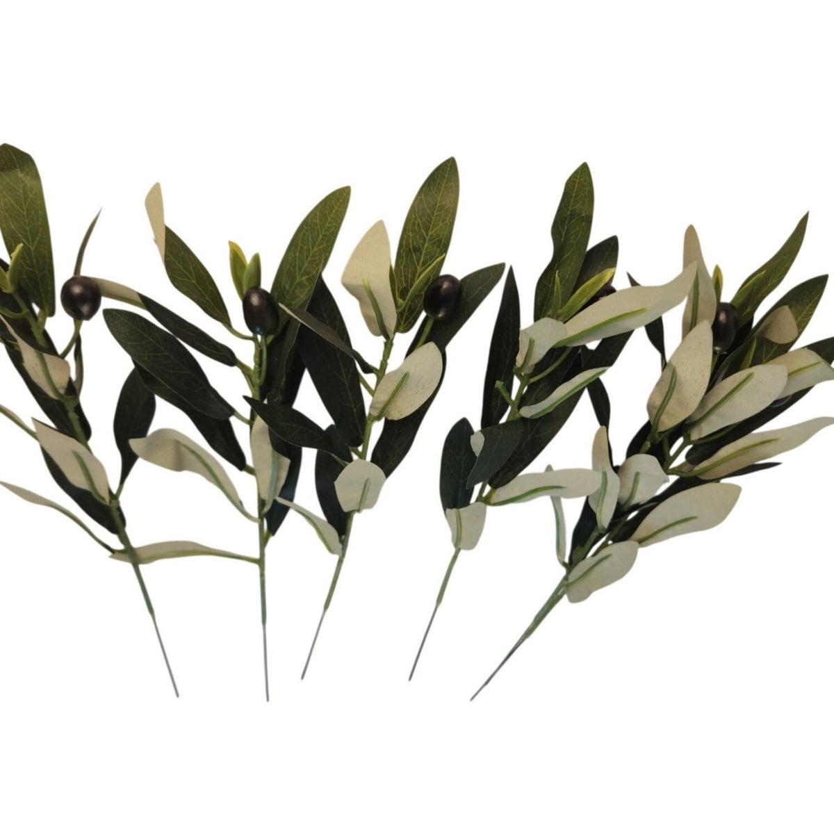 Artificial Olive Stems Set of 5, 11 Inch Faux Olive Branches Wedding Decor