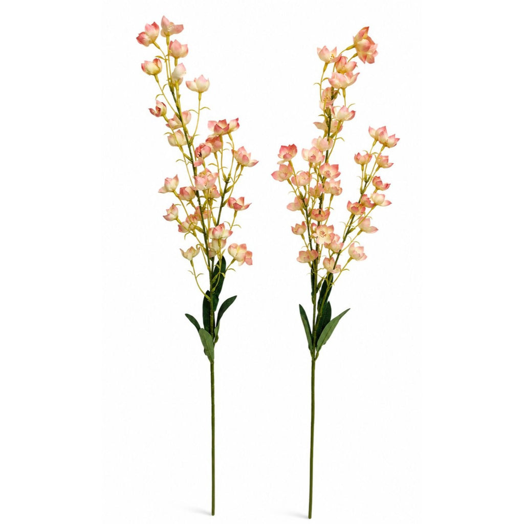 Artificial Dogwood Style Flower Stems Set of 2 Blush Pink White Faux Floral Branches 38 Inch Tall Wedding Filler Vase Decor