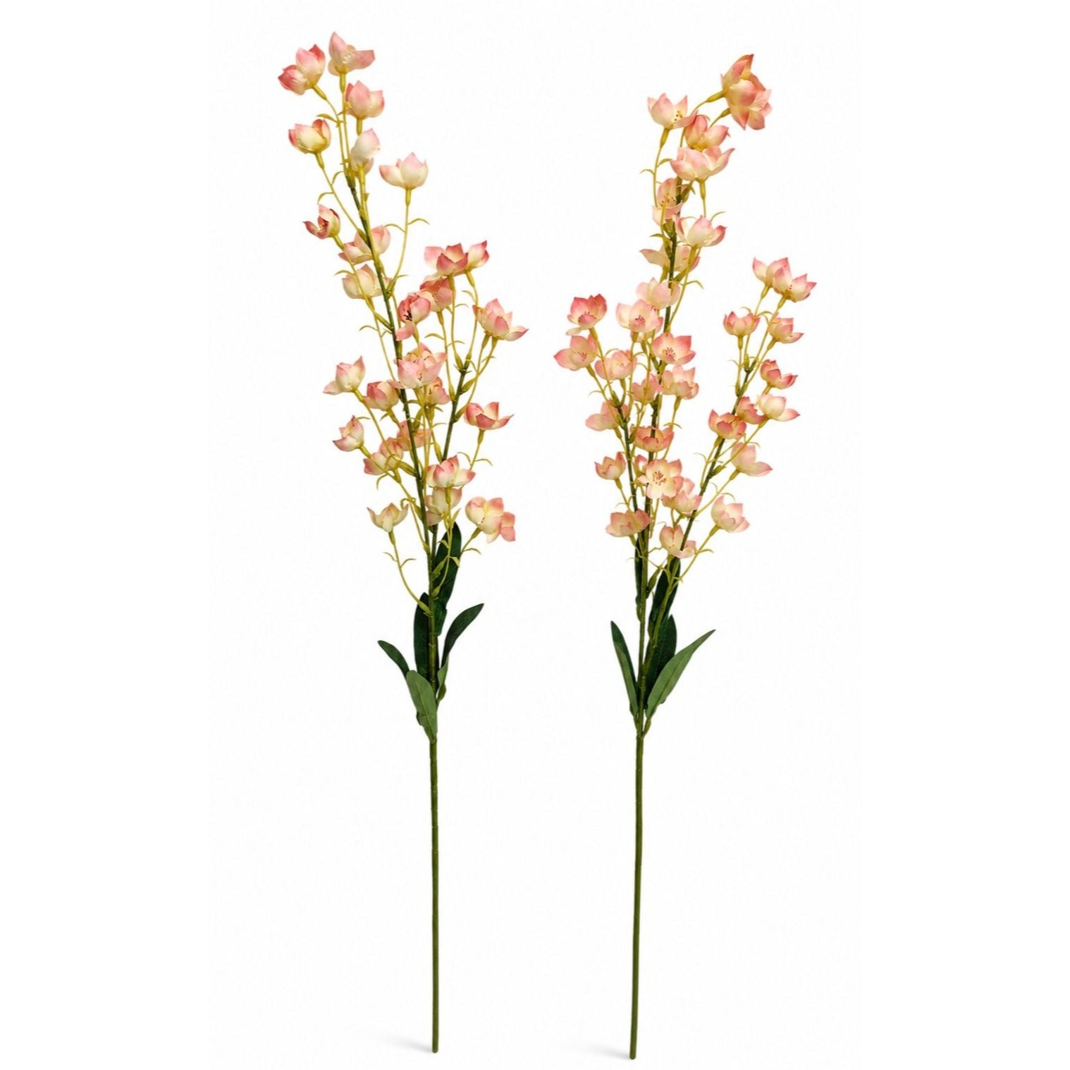 Artificial Dogwood Style Flower Stems Set of 2 Blush Pink White Faux Floral Branches 38 Inch Tall Wedding Filler Vase Decor