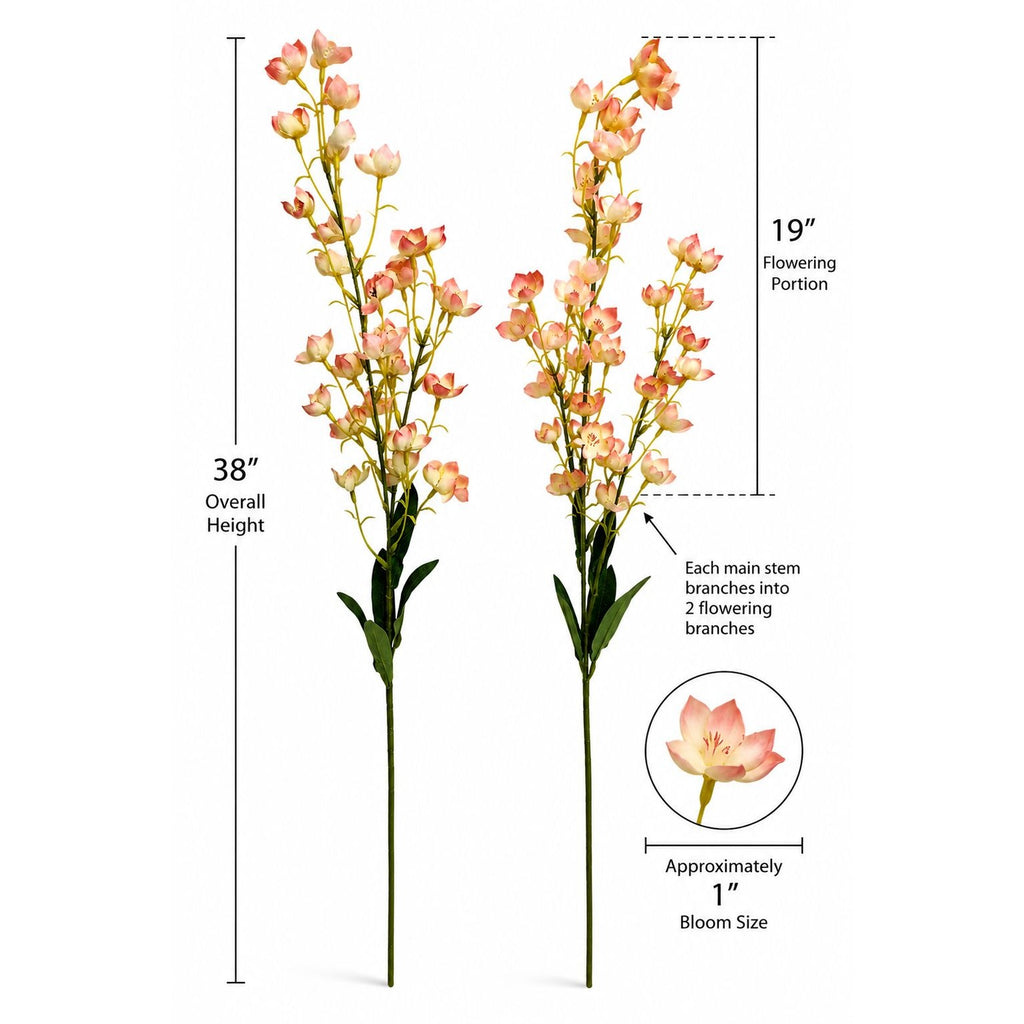 Artificial Dogwood Style Flower Stems Set of 2 Blush Pink White Faux Floral Branches 38 Inch Tall Wedding Filler Vase Decor