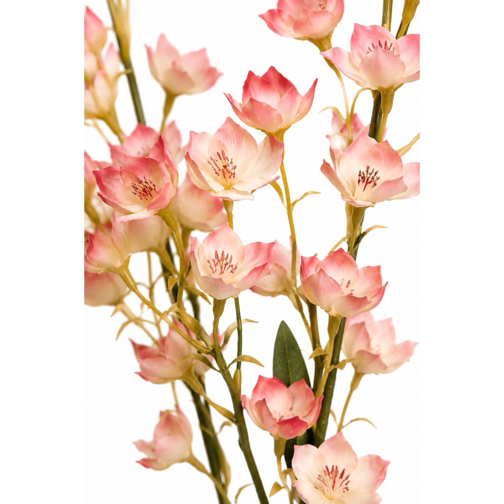 Artificial Dogwood Style Flower Stems Set of 2 Blush Pink White Faux Floral Branches 38 Inch Tall Wedding Filler Vase Decor