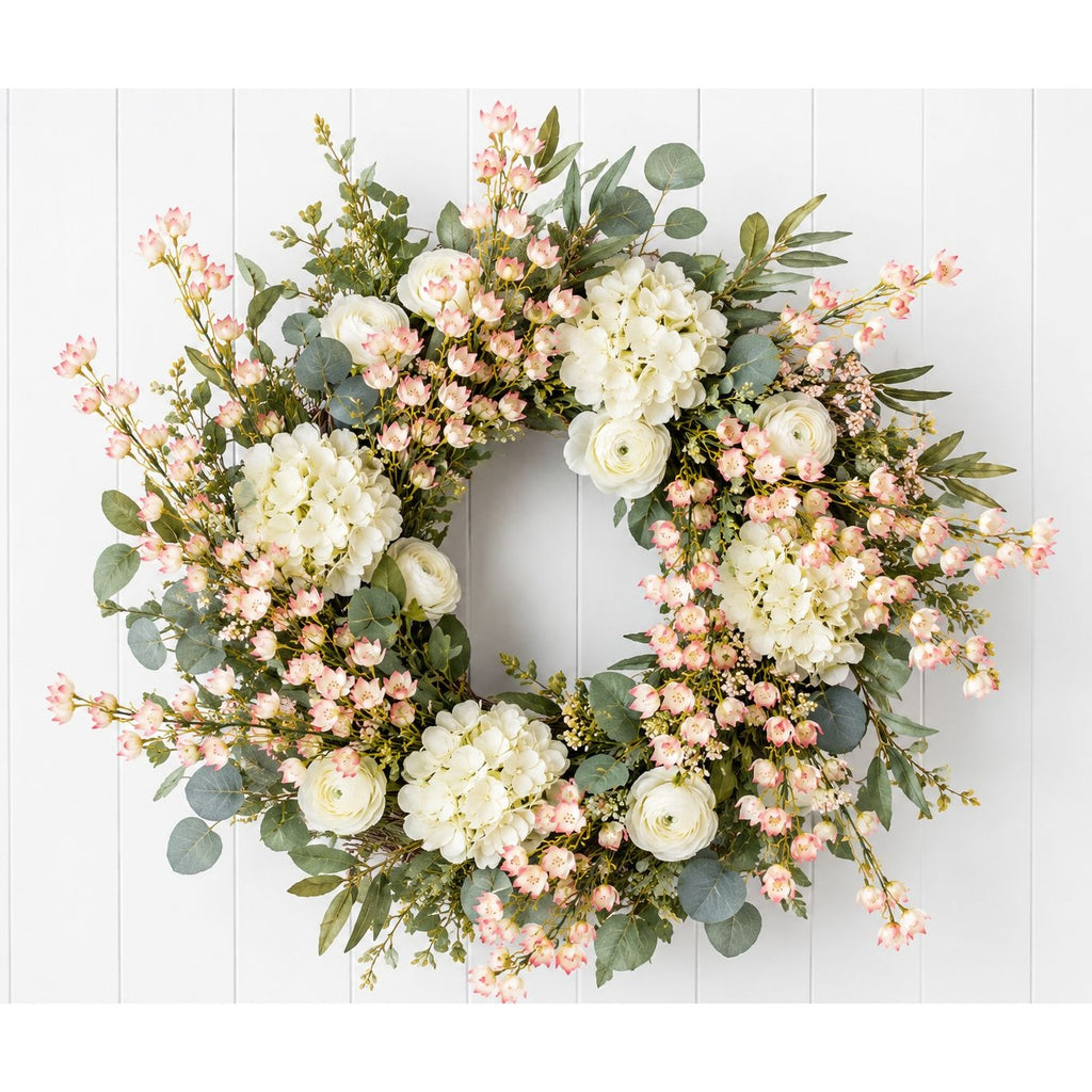 Artificial Dogwood Style Flower Stems Set of 2 Blush Pink White Faux Floral Branches 38 Inch Tall Wedding Filler Vase Decor