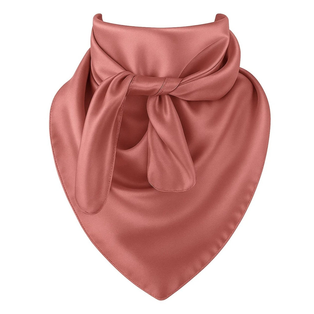 Dusty rose satin wild rag scarf 35x35 inches western cowboy cowgirl accessory
