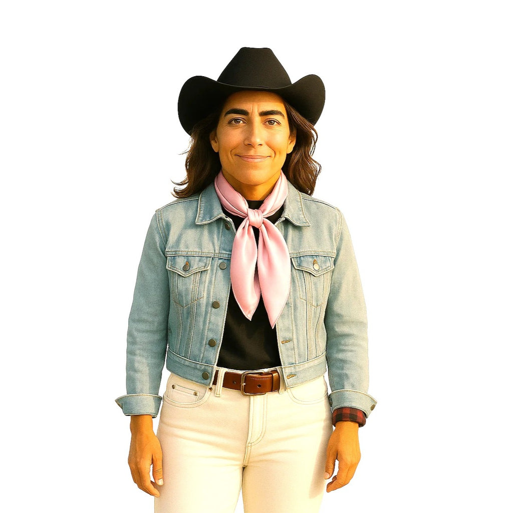 Pastel Pink Wild Rag Scarf 35x35 Satin Western Cowgirl Bandana