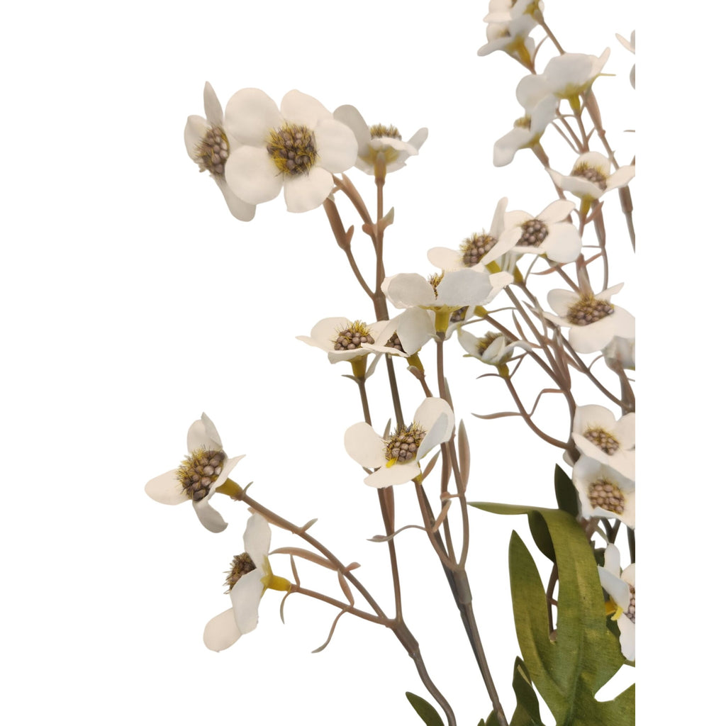 Artificial Dogwood Stems 2 Pcs White Cream Wax Flower Faux Floral Vase Filler Wedding Decor 24 Inch