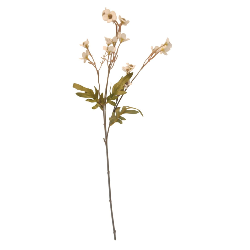 Artificial Dogwood Stems 2 Pcs White Cream Wax Flower Faux Floral Vase Filler Wedding Decor 24 Inch