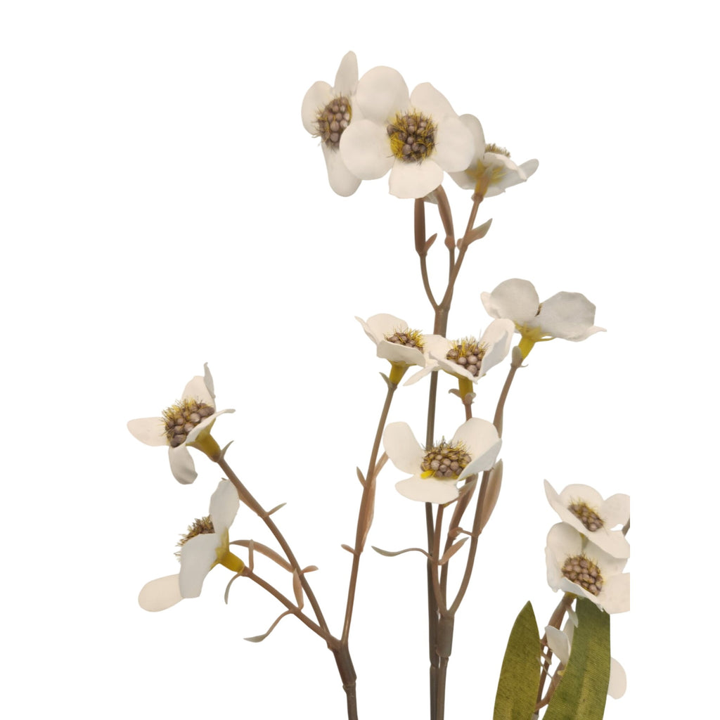 Artificial Dogwood Stems 2 Pcs White Cream Wax Flower Faux Floral Vase Filler Wedding Decor 24 Inch
