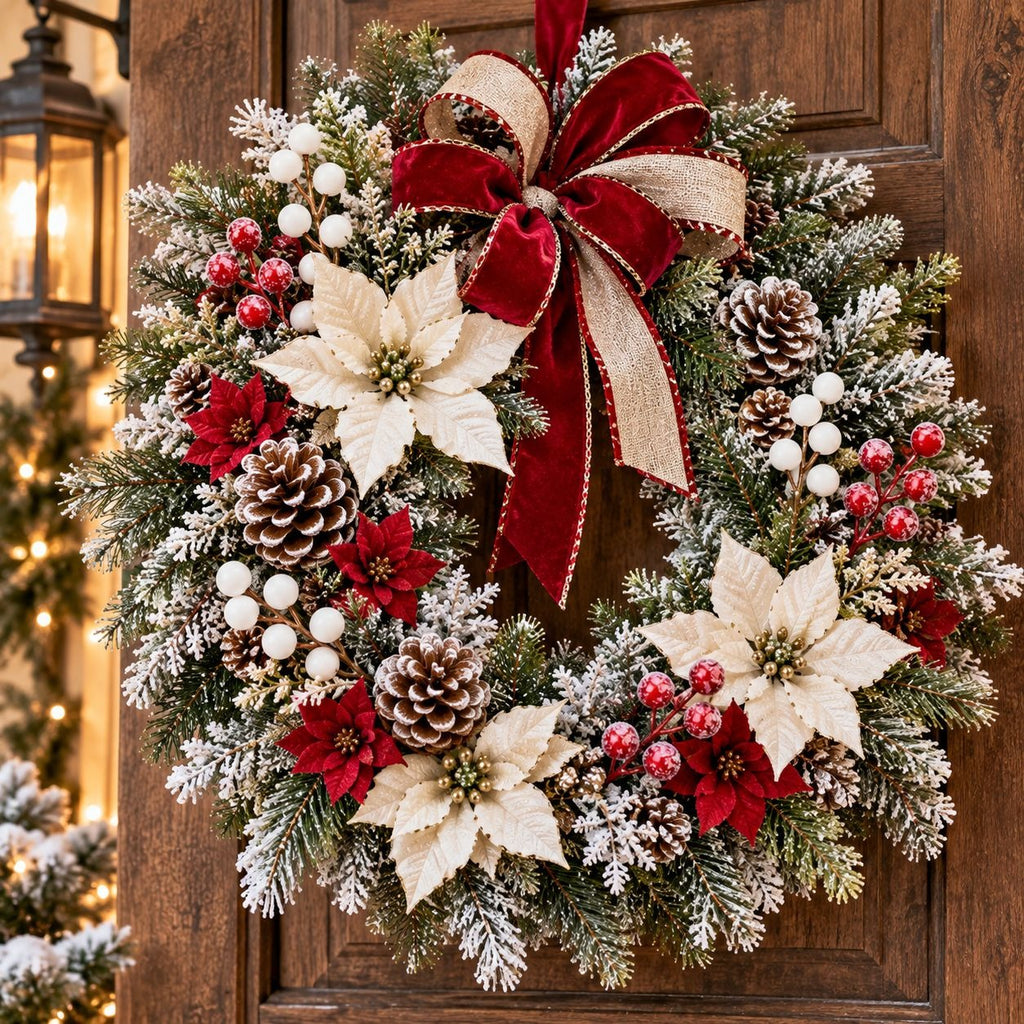 16 Mixed Christmas Berry Picks, 8-Inch Red White Gold Frosted Stems