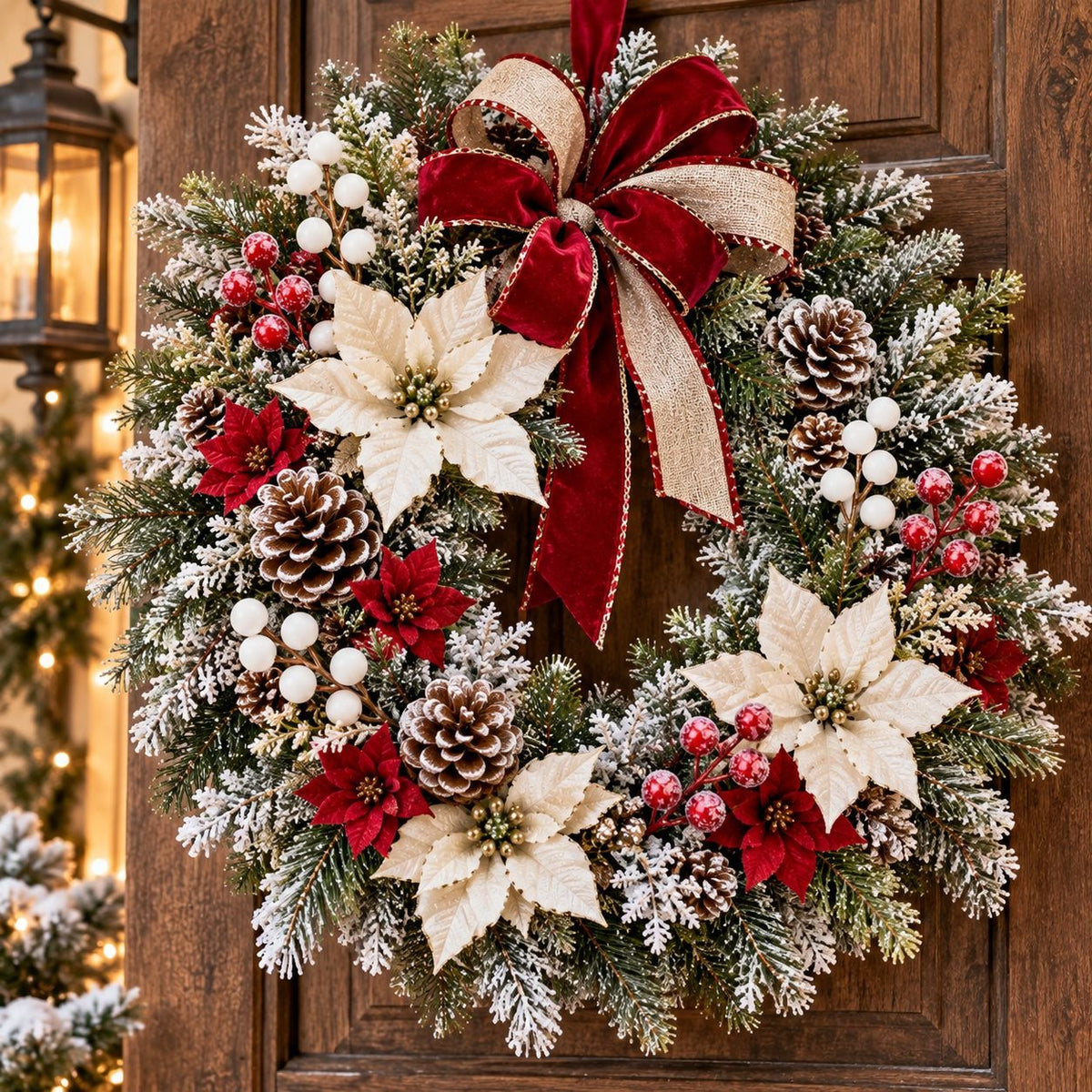 16 Mixed Christmas Berry Picks, 8-Inch Red White Gold Frosted Stems