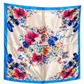Womens Satin Square Scarf Blue Floral Butterfly Print Hair Neck Head Wrap Bag Scarf Boho Garden 20x20
