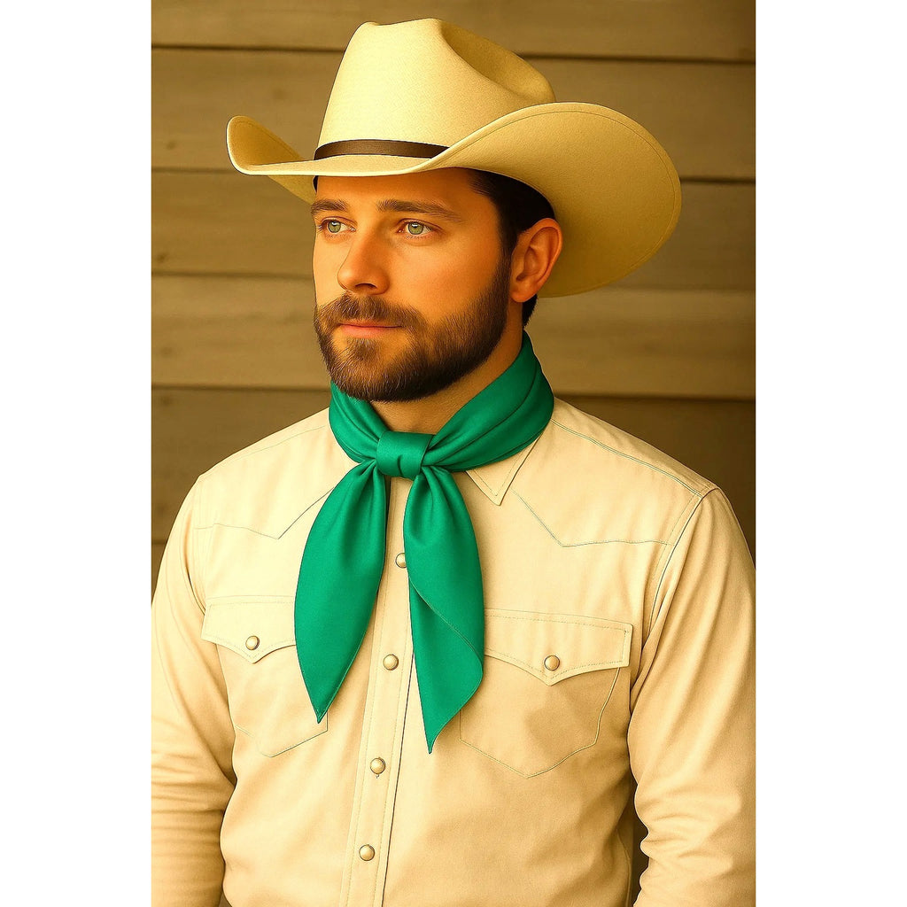 Jade Green Wild Rag Scarf 35x35 Satin Western Cowgirl Cowboy Bandana