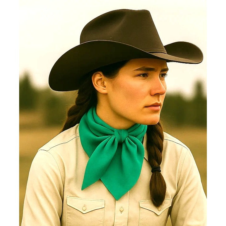 Jade Green Wild Rag Scarf 35x35 Satin Western Cowgirl Cowboy Bandana