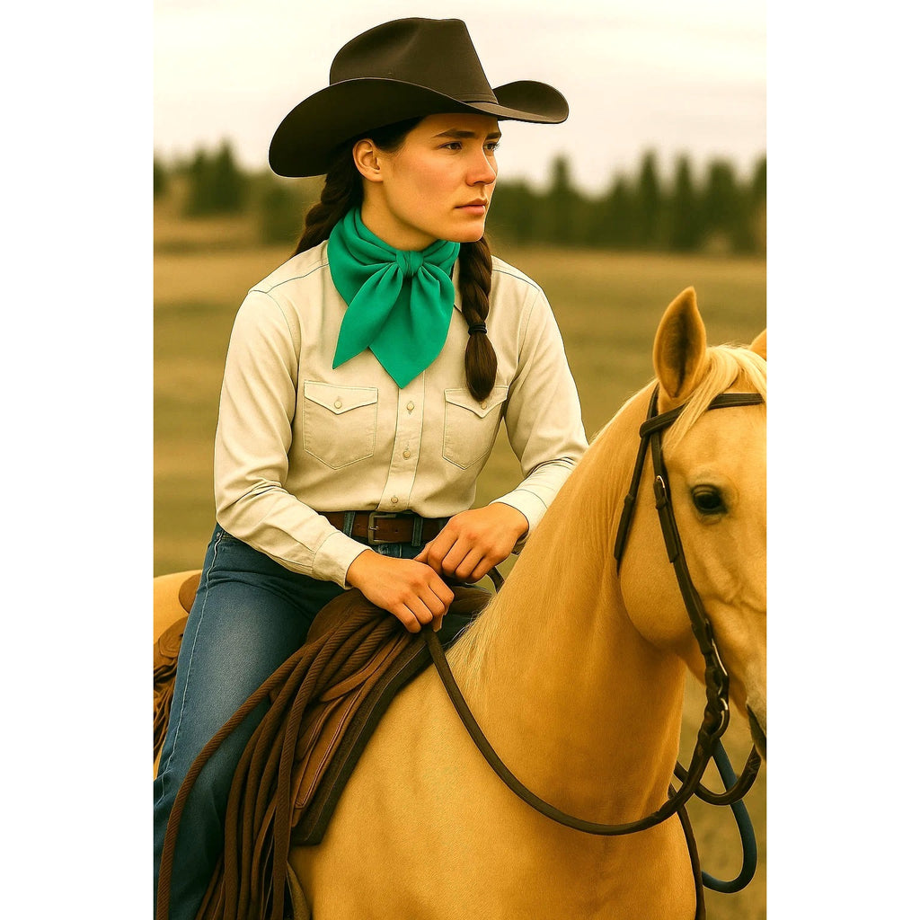 Jade Green Wild Rag Scarf 35x35 Satin Western Cowgirl Cowboy Bandana