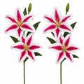 Real Touch Pink Stargazer Lily Stems Set of 2 Artificial Stargazer Lilies Faux Lily Flowers Wedding Bouquet Flowers French Country Decor