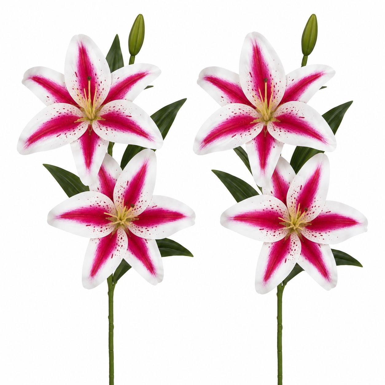 Real Touch Pink Stargazer Lily Stems Set of 2 Artificial Stargazer Lilies Faux Lily Flowers Wedding Bouquet Flowers French Country Decor