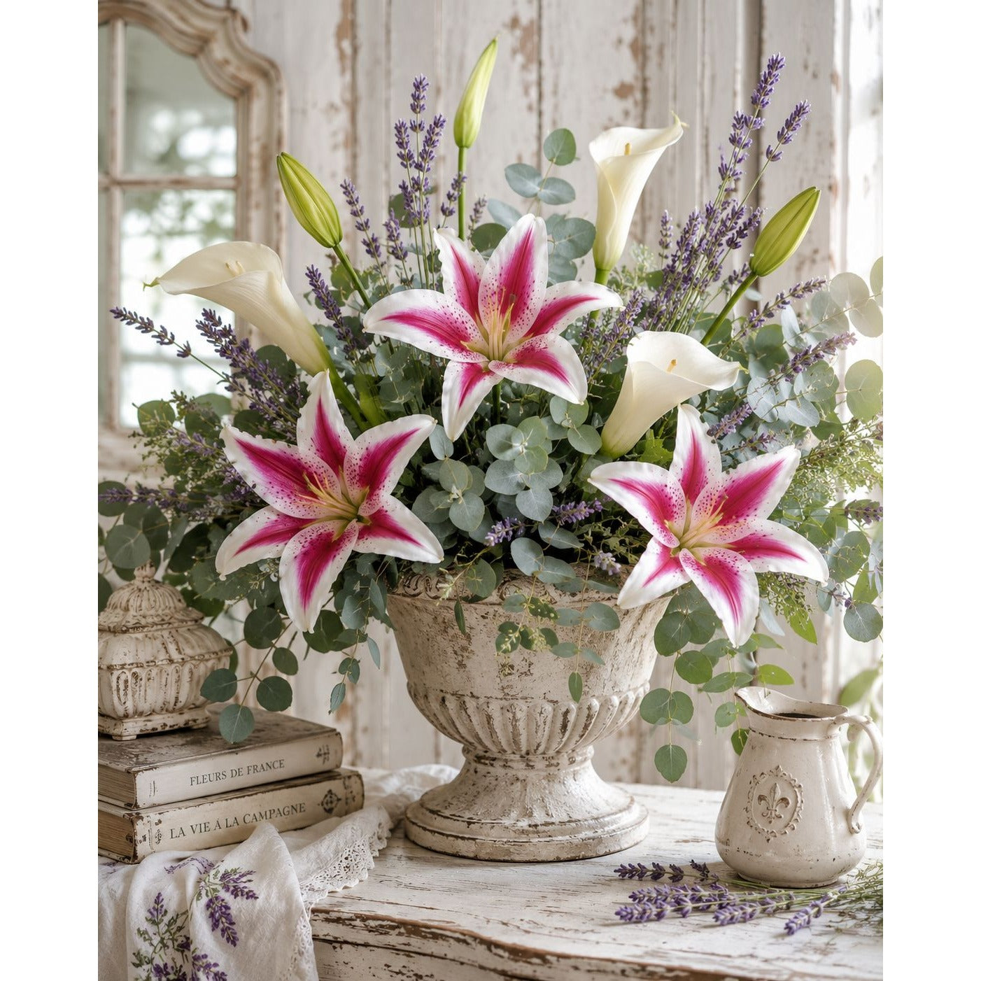 Real Touch Pink Stargazer Lily Stems Set of 2 Artificial Stargazer Lilies Faux Lily Flowers Wedding Bouquet Flowers French Country Decor