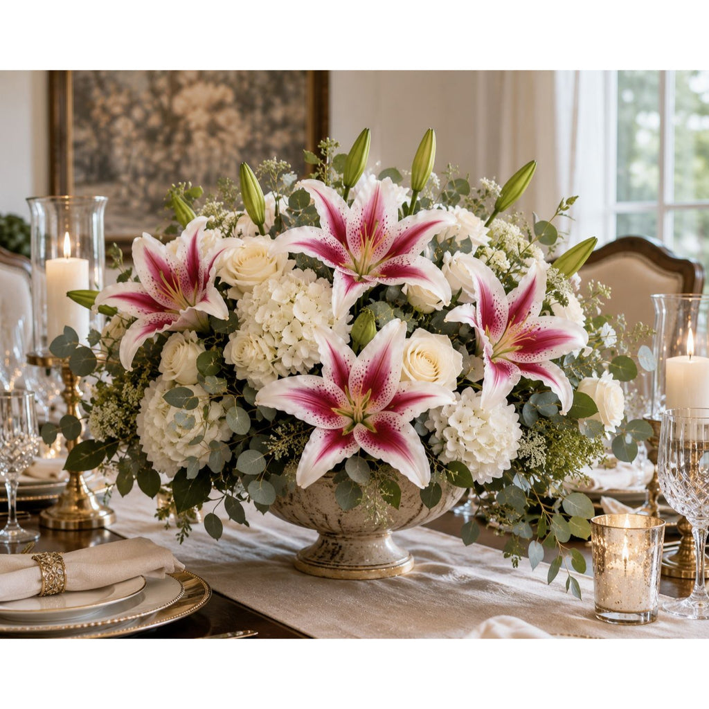 Real Touch Pink Stargazer Lily Stems Set of 2 Artificial Stargazer Lilies Faux Lily Flowers Wedding Bouquet Flowers French Country Decor