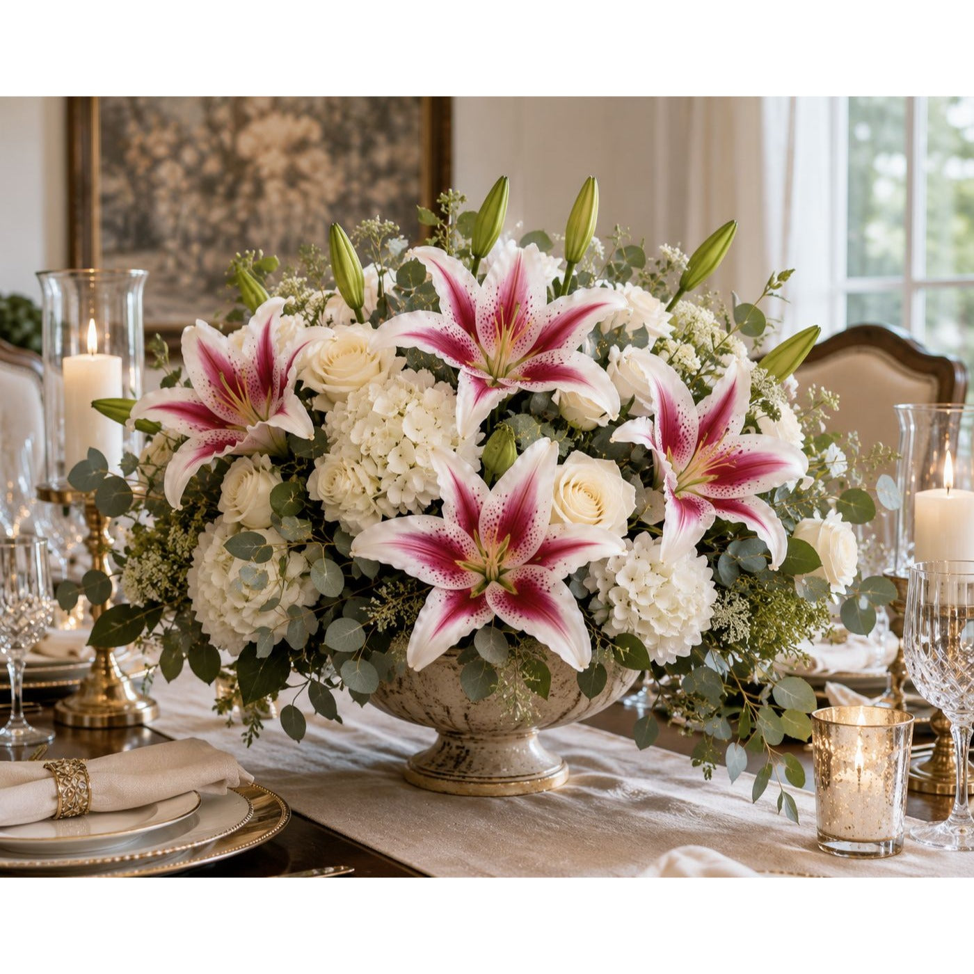 Real Touch Pink Stargazer Lily Stems Set of 2 Artificial Stargazer Lilies Faux Lily Flowers Wedding Bouquet Flowers French Country Decor