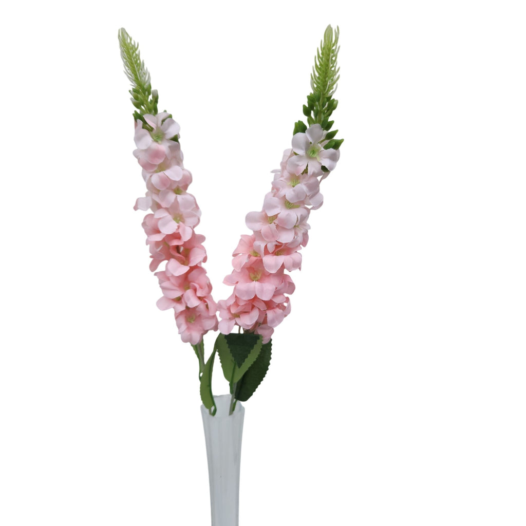 Silk Snapdragon Artificial Blush Pink Flower Stems With Green Leaves 2-Stem Bunch