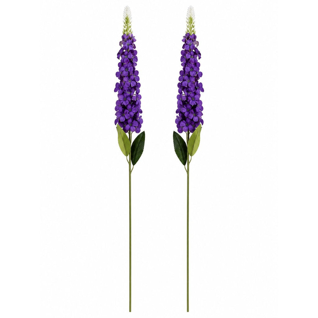 Purple Snapdragon Stems Set of 2 Artificial Larkspur Spike Flowers 26 Inch Faux Floral for Spring Summer Fall Home Decor