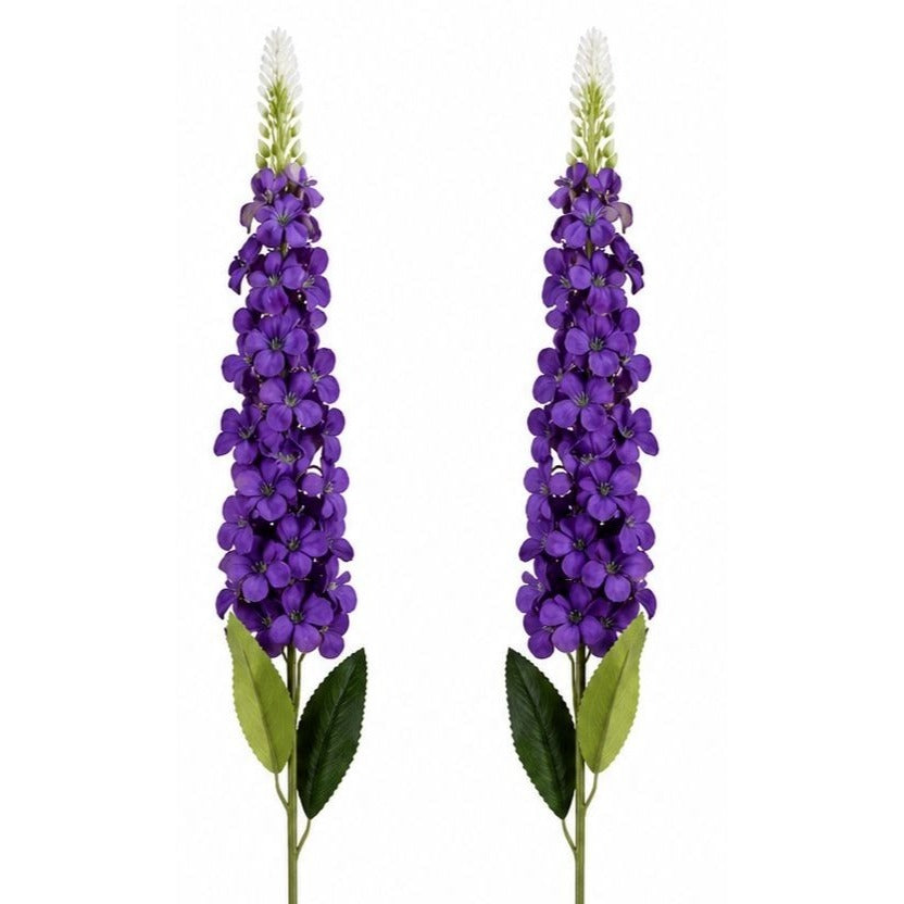 Purple Snapdragon Stems Set of 2 Artificial Larkspur Spike Flowers 26 Inch Faux Floral for Spring Summer Fall Home Decor