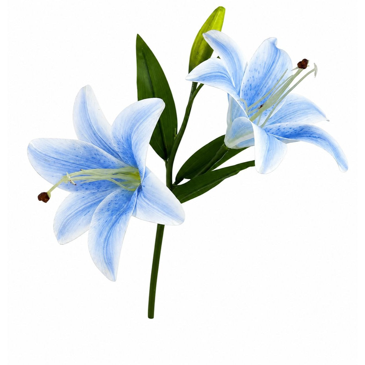 Blue Lily Stems Real Touch Flowers Artificial Lily Spray Faux Blue Lilies Cottagecore Decor Wedding Flowers Set of 2