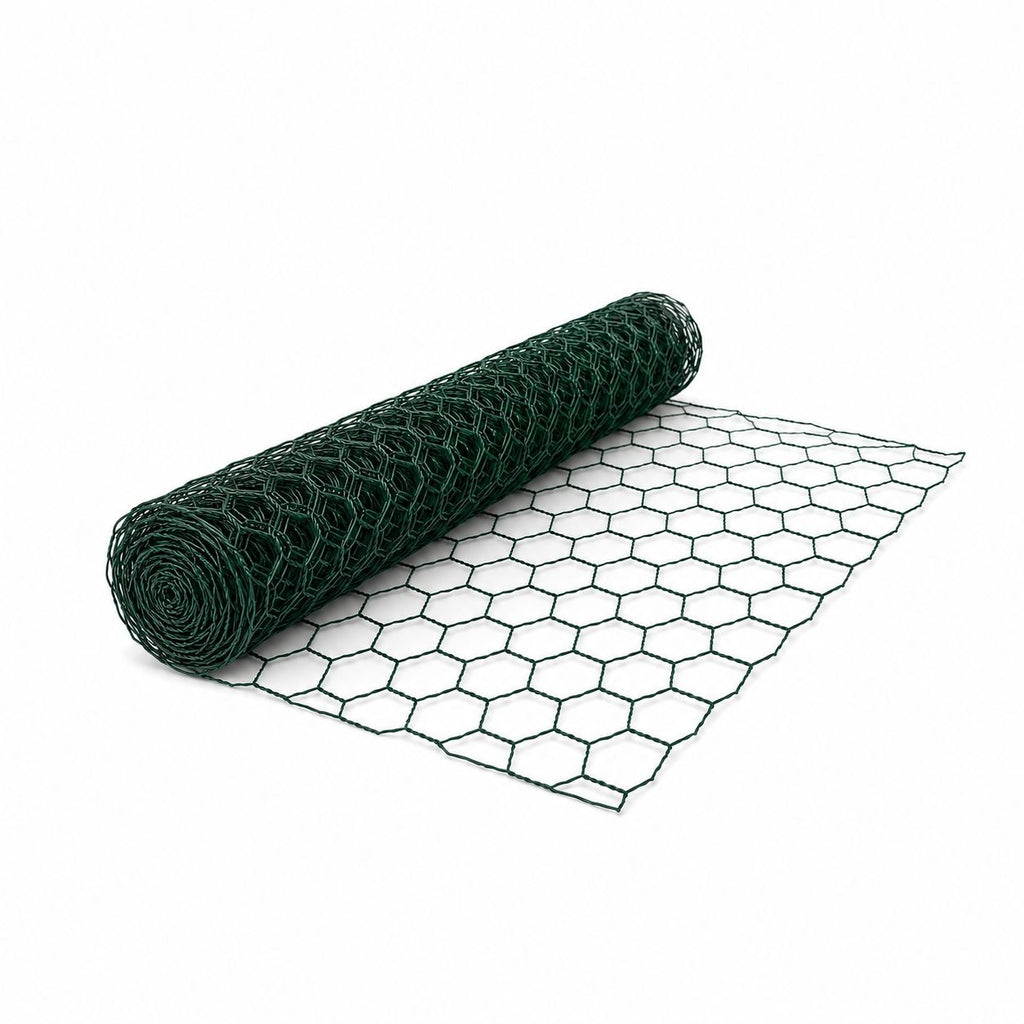 Green Coated Chicken Wire Mesh, 12.4 x 39.37 In, 1 In Hex Garden Craft Supply