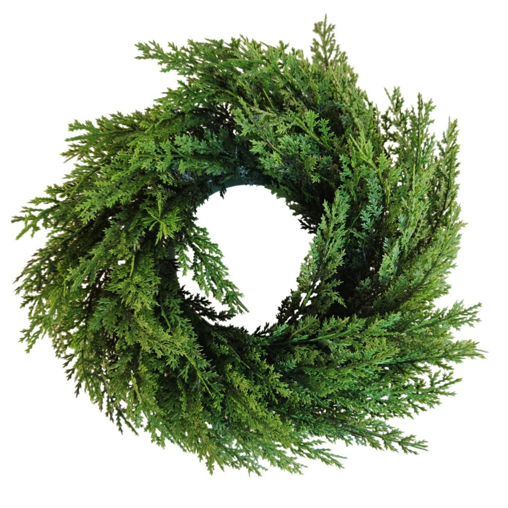 12 Inch Greenery Wreath Faux Cedar Wreath Farmhouse Decor Everyday Wreath Candle Ring Centerpiece Rustic Wall Decor